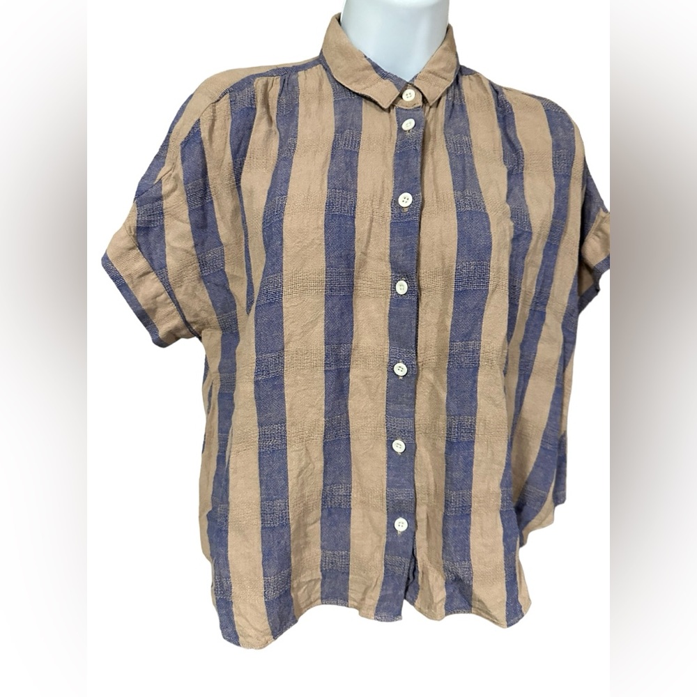 Madewell Hilltop Shirt Womens  Linen Blend Short Sleeve MED NWT